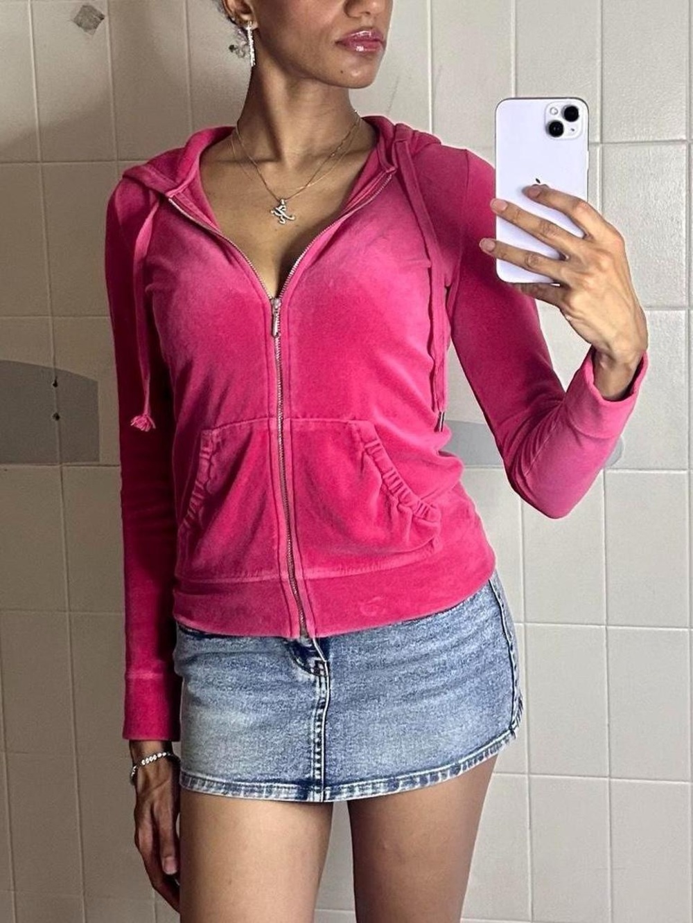 Vintage Juicy Couture Hot Pink Velour Zip-Up Hoodie 💗